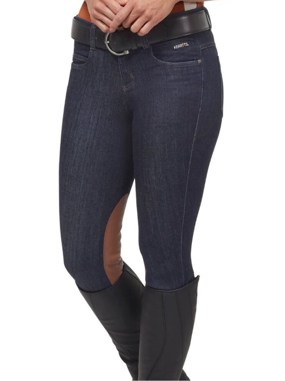Kerrits Stretch Denim Knee Patch Riding Breeches Dark Wash Equestrian Size S